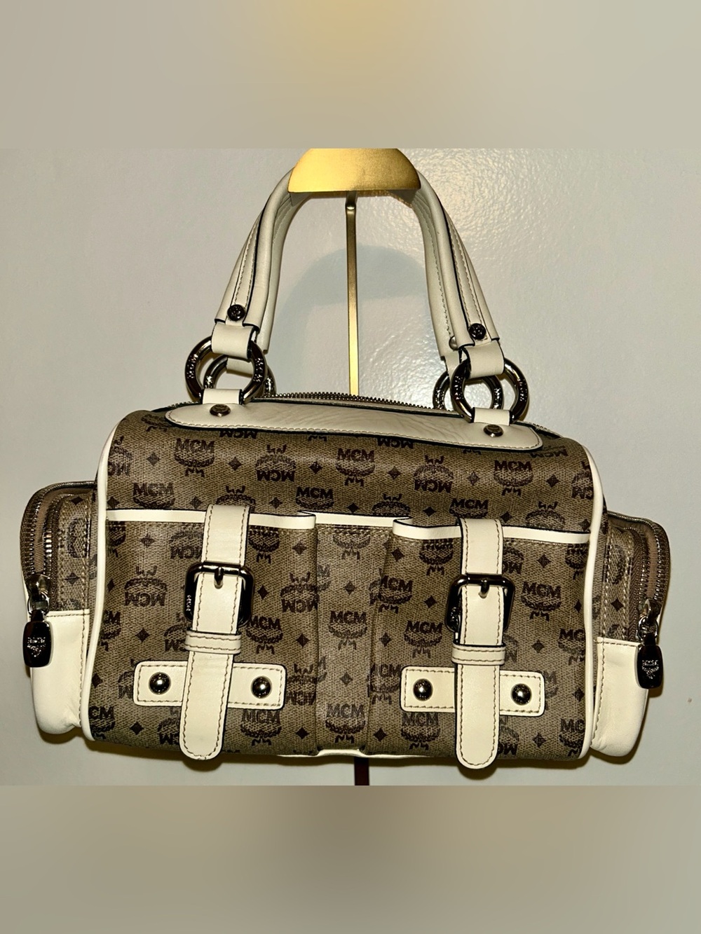 MCM Visetos Monogram Boston/Satchel Bag. Excellent Condition
